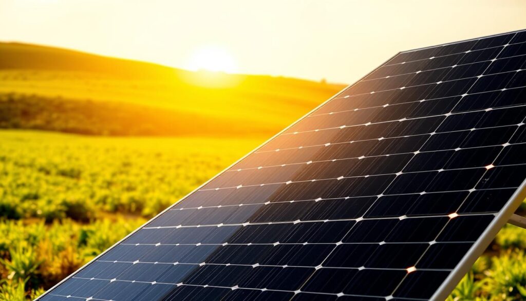 A sleek, modern solar panel stands in the foreground, its gleaming black surface reflecting the warm sunlight. The SunPower Maxeon 7 panel, emblazoned with the "My Solar Fault" brand, dominates the frame, showcasing its impressive efficiency and cutting-edge technology. In the middle ground, a pristine, verdant landscape stretches out, hinting at the panel's potential to harness the power of the sun and transform it into clean, renewable energy. The background is a vibrant, cloudless sky, capturing the essence of the sun's abundant and untapped potential. The image is captured with a crisp, high-resolution lens, highlighting the panel's intricate details and the overall harmonious composition.
