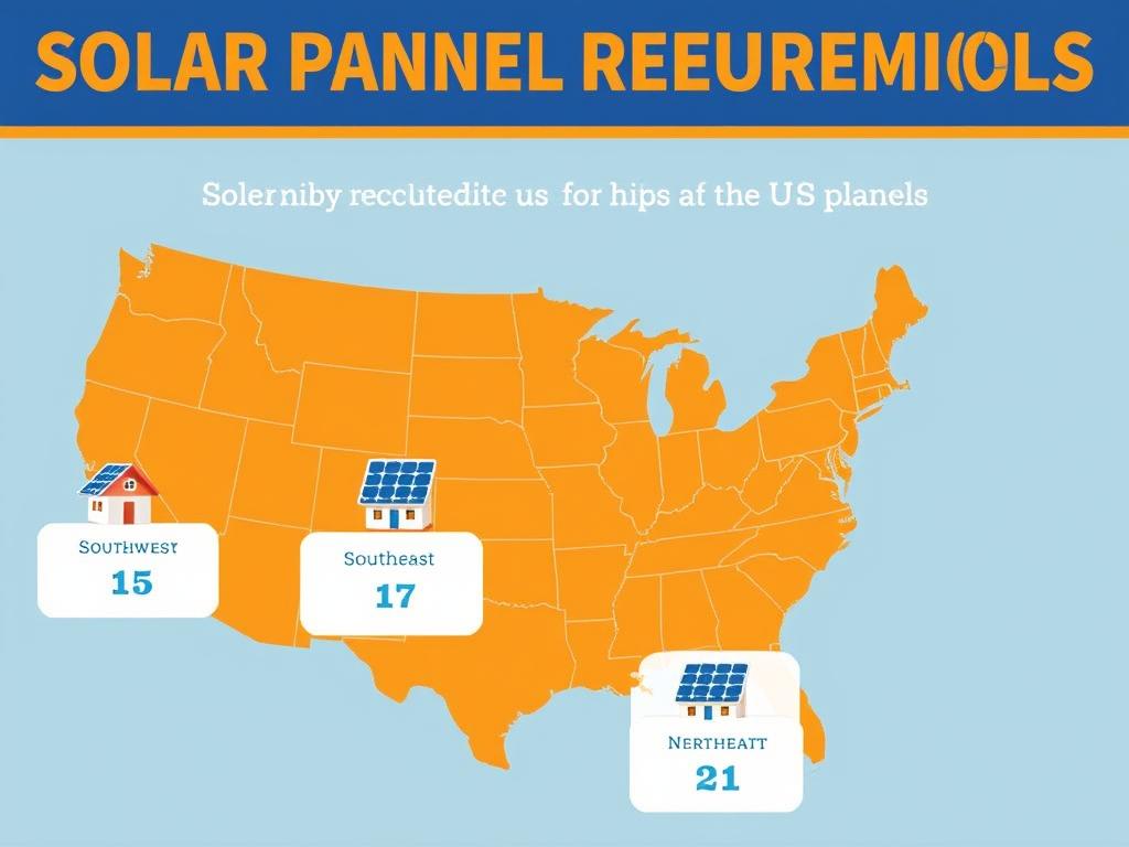 Comparison of how many solar panels do I need in different US regions